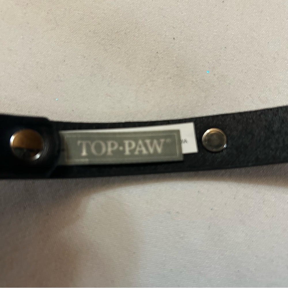 Medium Bone Black Leather Collar - Picture 5 of 6